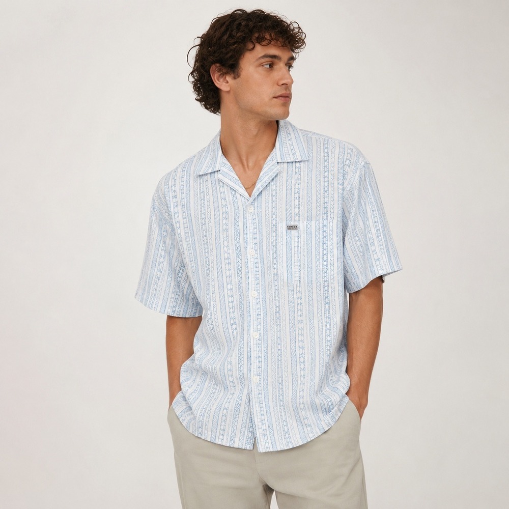 Venezia Men’s Shirt Striped Camp Coastal Grandpa Resort Y2K XL Vintage 90s